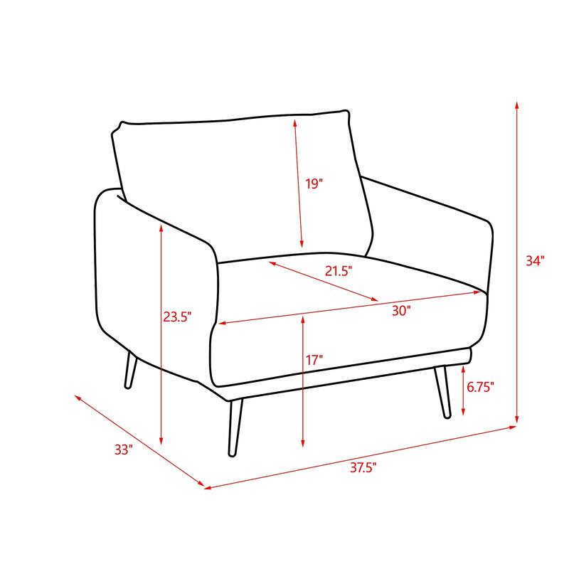 Karaka 37.5"W Oversized Armchair Leisure Sofa Accent Chair (Set of 2)