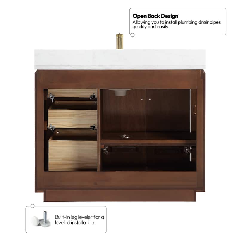 San Single Bath Vanity with Composite Stone Top without Mirror