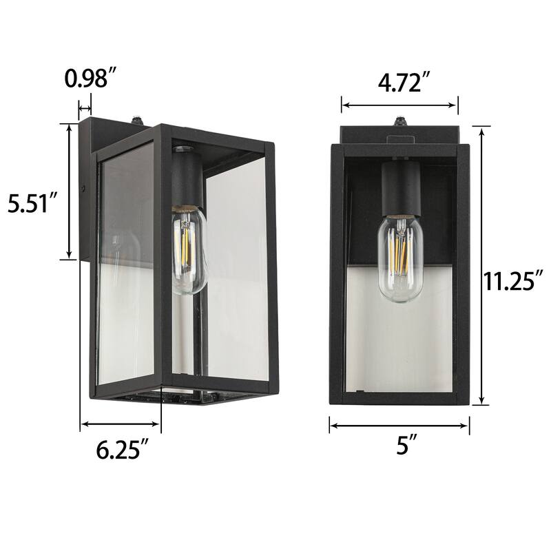 Black Waterproof Dusk to Dawn Sensor Outdoor Wall Light