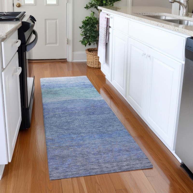 Premium Washable Super Soft Modern Ombre Mayfield Rug - Blue - 2'3" x 7'6"