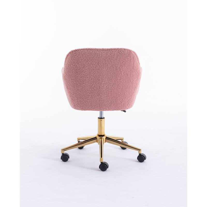 Modern Upholstered Home Office Chair with Adjustable Height & Gold Metal Legs, 360° Swivel