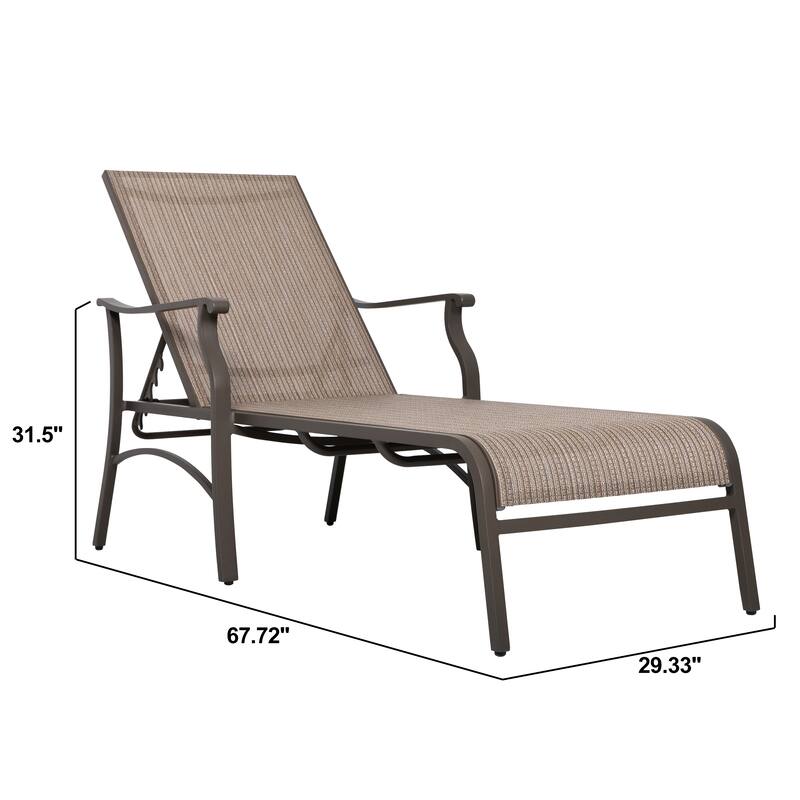 Patio Time 2 Pieces Lounge Chair with 6-Position Adjustable Backrest, Brown