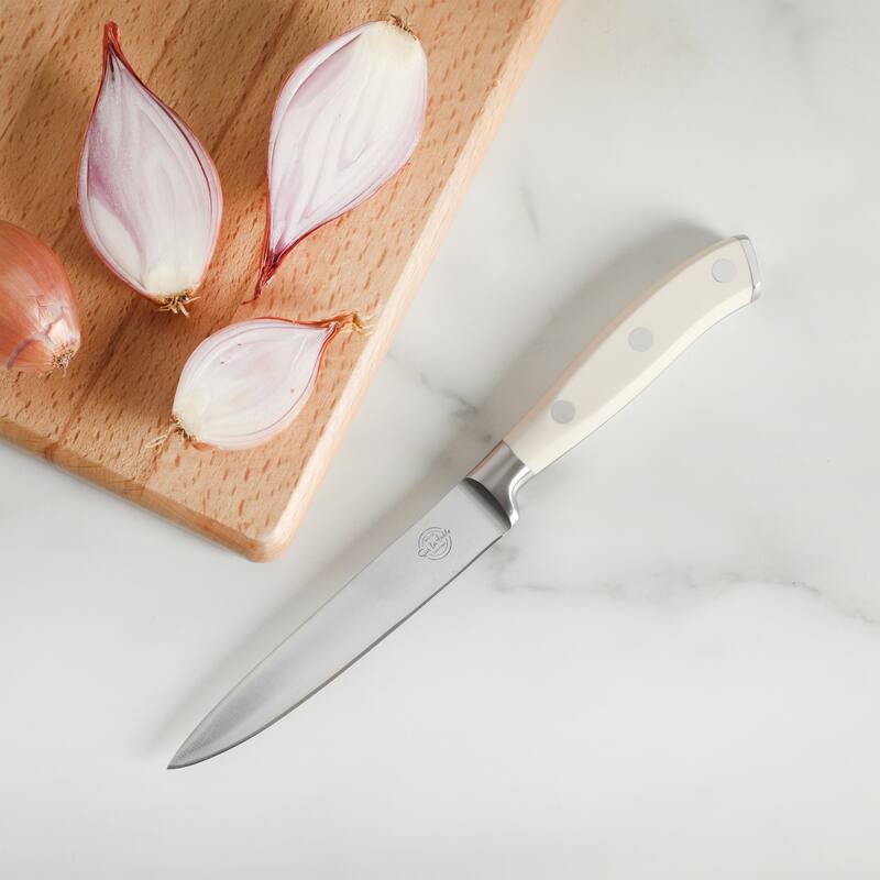 Sur La Table Kitchen Essential Tasting Kitchen German Steel Forged Full Tang Prfessional Knife with White Handle