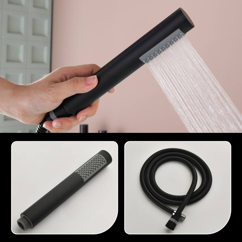 Solid Brass 2-Handle Deck Mounted Roman Tub Faucet with Handheld Shower