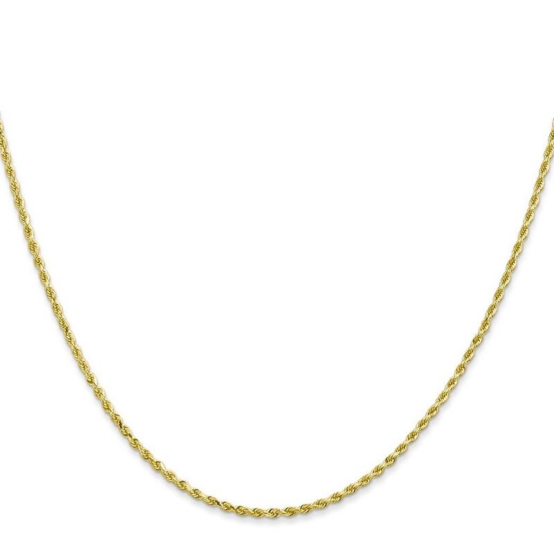 Curata 10k Yellow Gold 7" Solid 1.75mm Sparkle Cut Rope Chain Bracelet