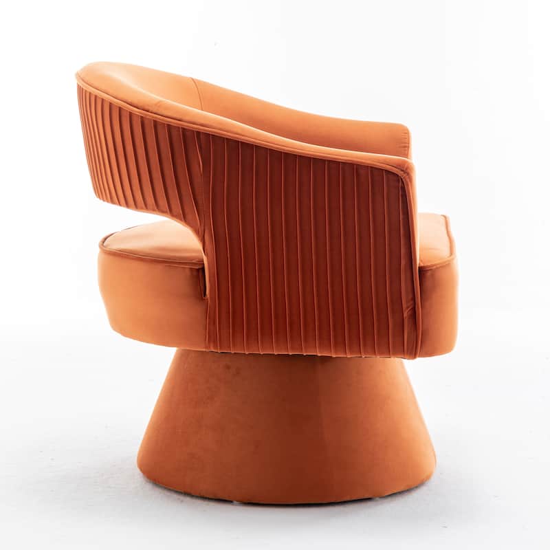 SEYNAR Modren Velvet Living Room Swivel Arm Barrel Chair with Tufted Back
