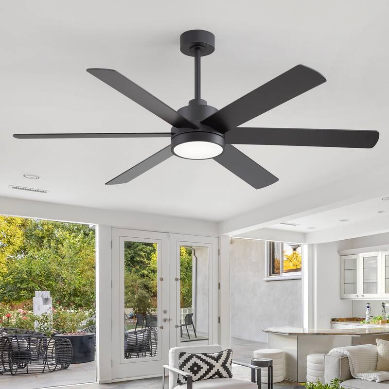 60" Reversible 10-Blade LED Ceiling Fan with Light and Remote