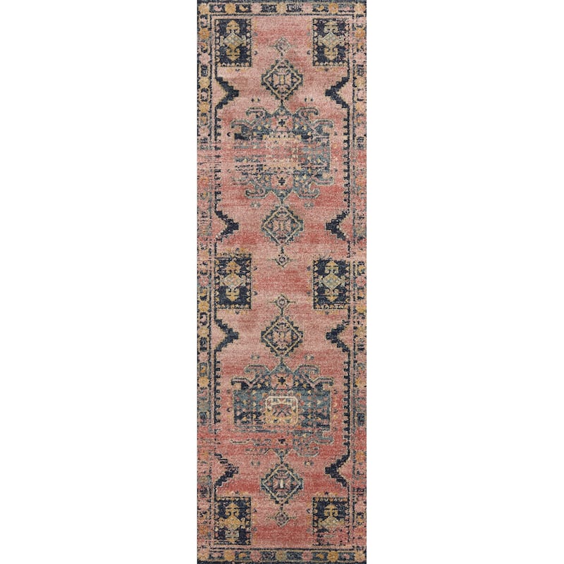 Alexander Home Luxe Rose Antiqued Distressed Area Rug - 2' 3" x 7' 6" - Rose/Rose