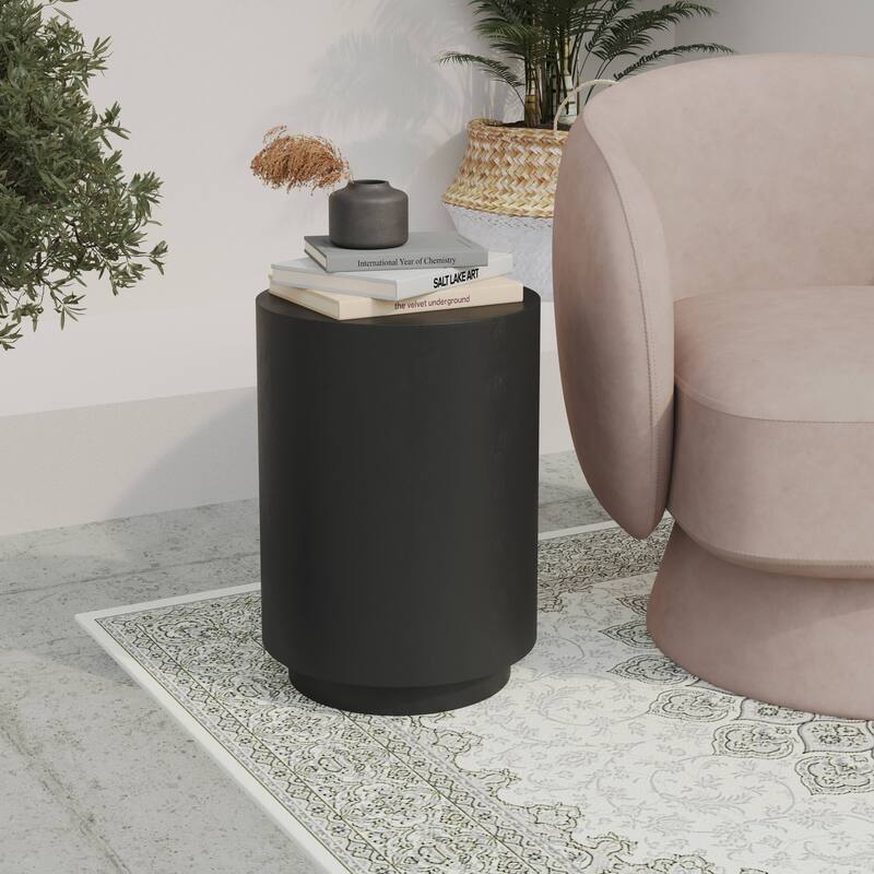 Ramble 14" Wide Round Side Table in Fiberstone Tapered Base Design End Table for Indoor and Outdoor
