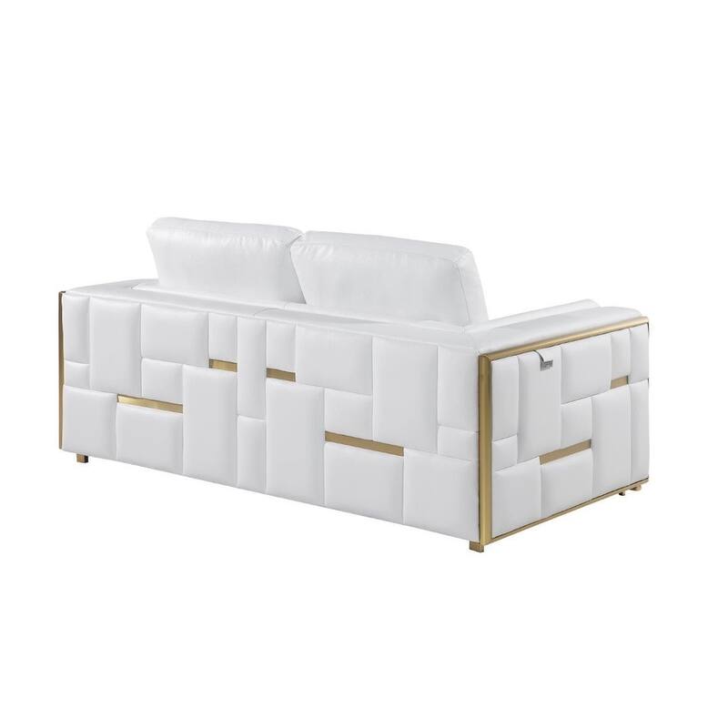 HomeRoots Two Piece White Italian Leather Five Person Seating Set