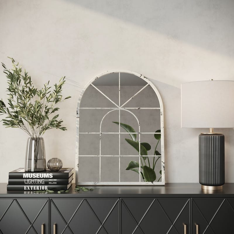 Tuscany Farmhouse Arch Metal Wall Mirror - 16"H x 12"W x 1"D