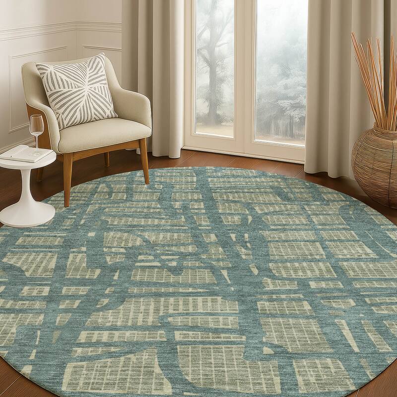 Machine Washable Indoor/ Outdoor Modern Centurion Chantille Rug