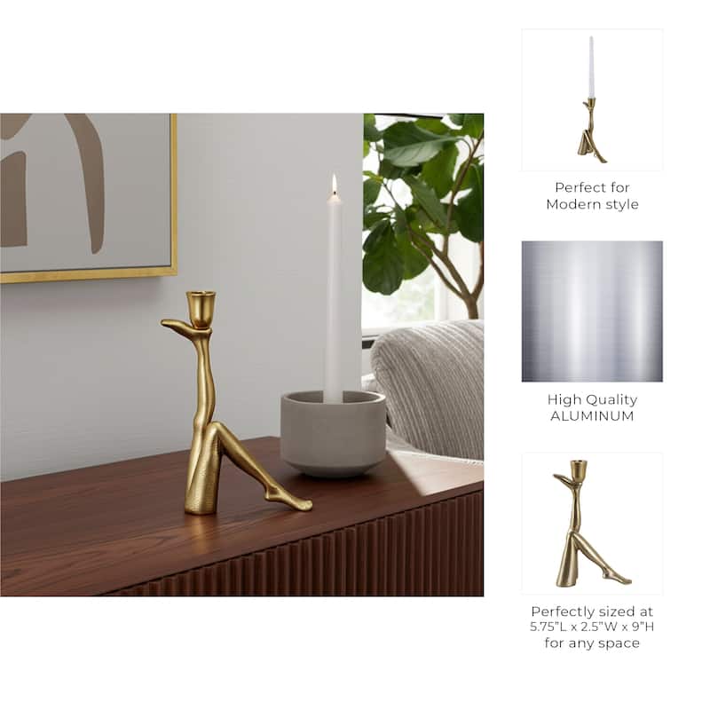 Metal Aluminum Pillar Holder with Sculptural Leg-Shaped Design
