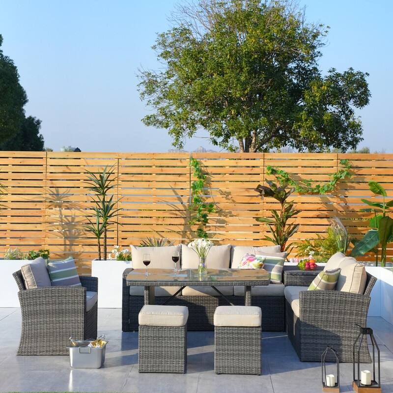 7-piece Patio Wicker Coversation Sofa Set - Grey