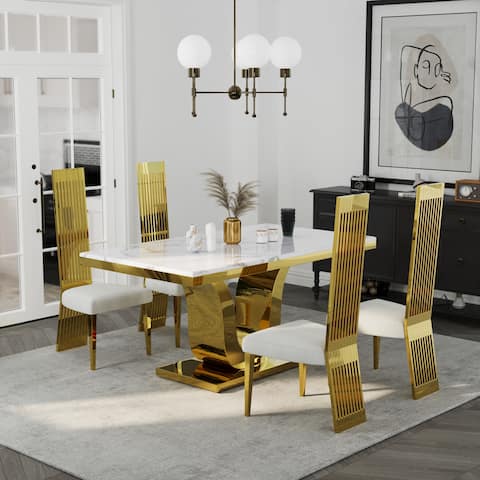 70 inch Clear Tempered Glass Dining Table Set with Leather Dining ...