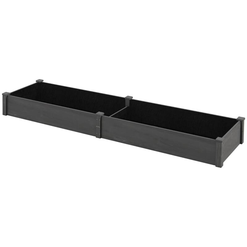Black Wooden Garden Planter Box with Dual Growing Areas Ideal for Herbs Vegetables Flower Planting - 96" L x 24.25" W x 10.75" H