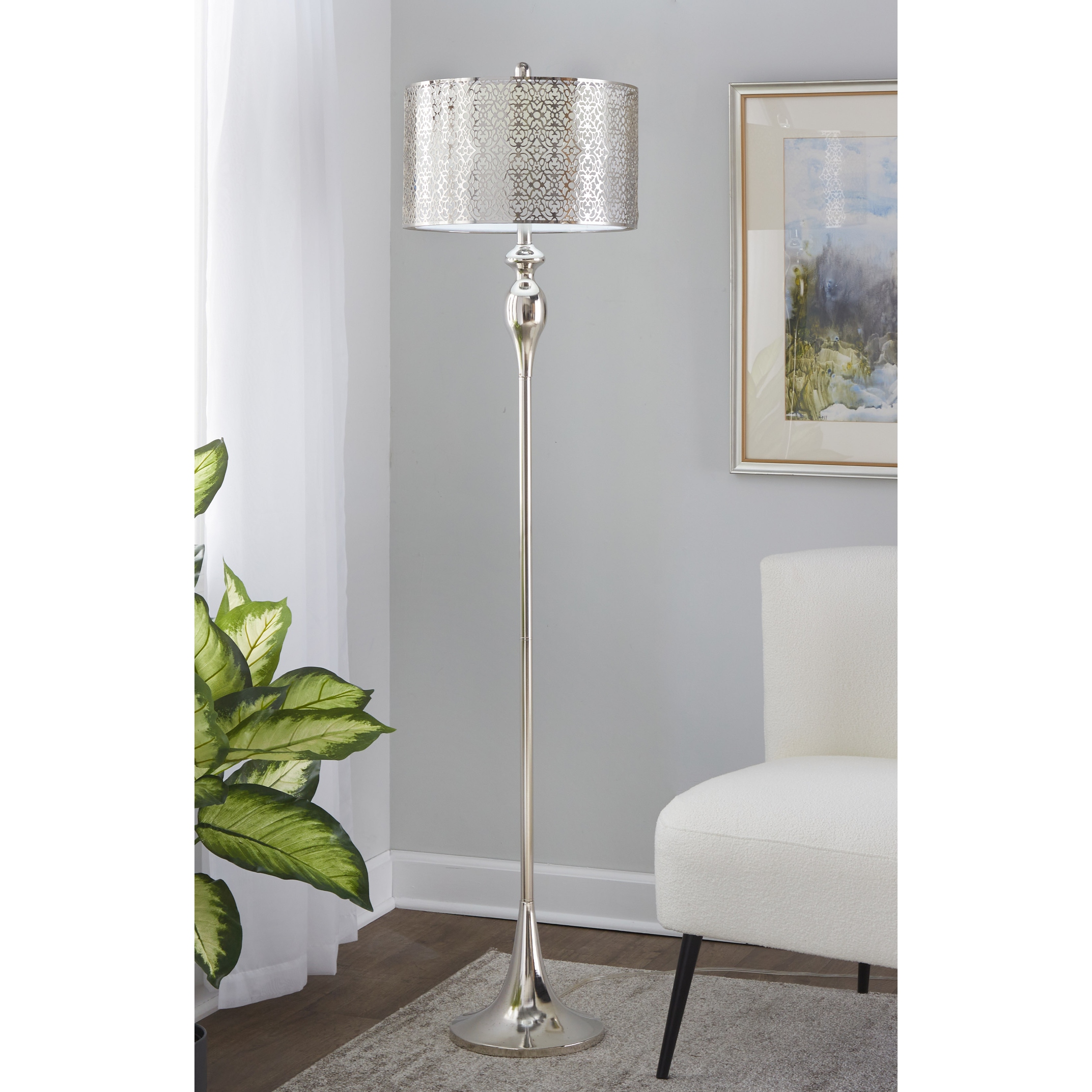 Ashland 63 Metal Floor Lamp with Drum Shade On Sale Bed Bath Beyond 35905840