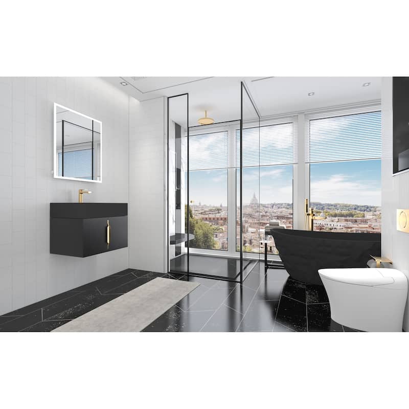 Nile 24-Inch Wall Mounted Bathroom Vanity Set w/ Black Top