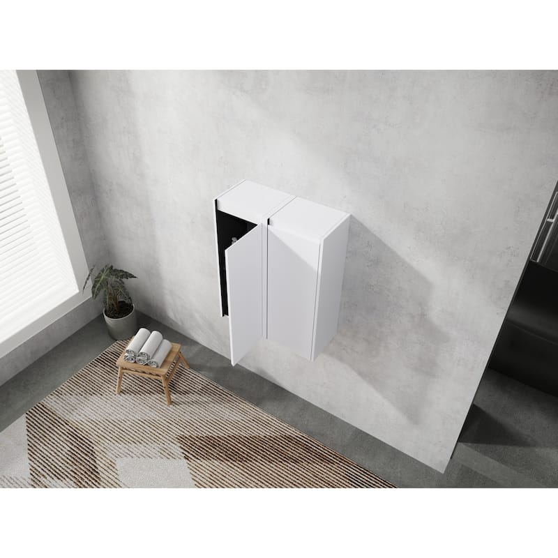 GDFStudio 12" Bathroom Wall-Mounted Side Cabinet with Soft Close Doors - 11.81" x 9.81" x 59.00"