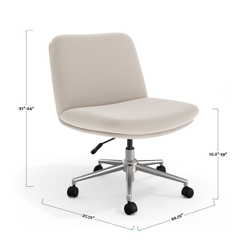 Martha Stewart Upholstered Swivel Home Office Chair with Wide Seat