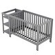preview thumbnail 8 of 7, Gray Convertible Crib/Full Solid Wood Bed with Changing Table, Adjustable Height, Nursery Bed