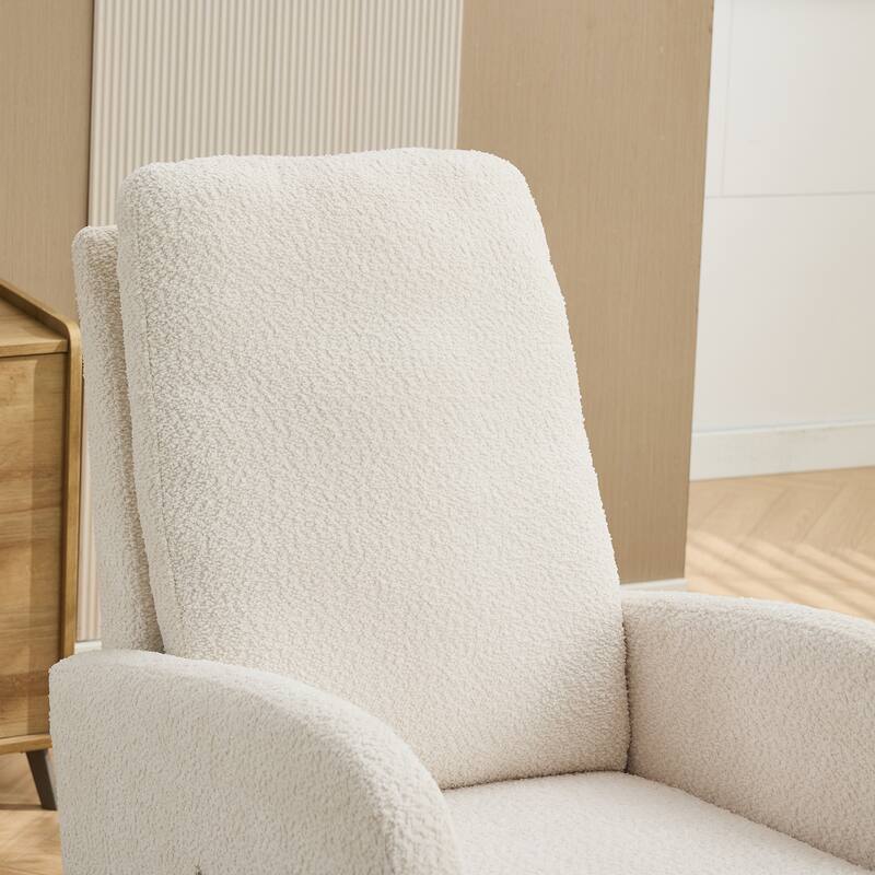 25.4"W Rocking Chair, High Back Glider Chair with Retractable Footrest, Side Pocket, Accent Armchair with Rubber Wood Legs