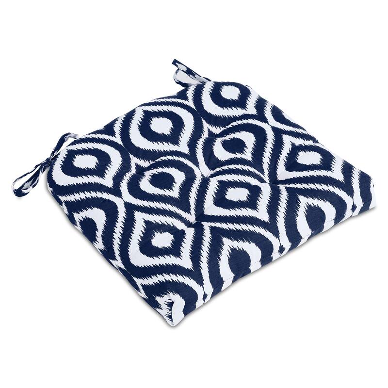 Tufted Damask Handmade Cotton Dining Chair Cushion (Set of 2) - 16 Inch with Ties