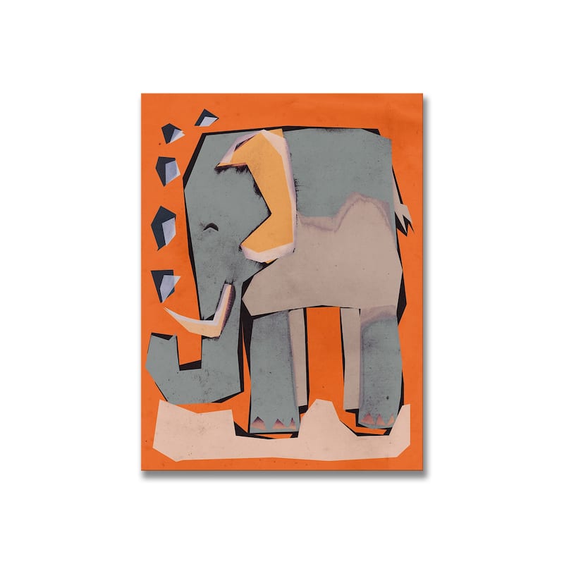 Kids Framed Art Print Happy Elephant by Treechild - Multi-Color