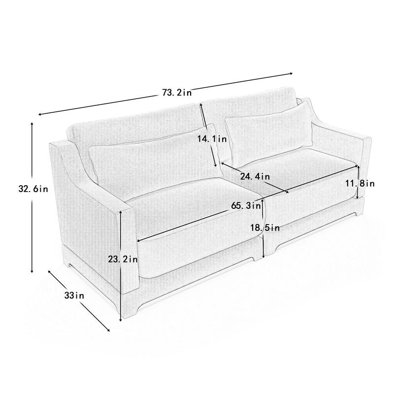 Modern Chenille 4-Seater Sofa with 2 Ottoman, Lumbar Cushions, Ergonomic Backrest, High-Resilience Spongeand Tufted Armrests