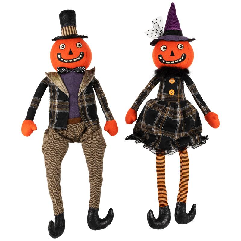 Jack-O-Lantern Couple Halloween Figures - 24" - Set of 2
