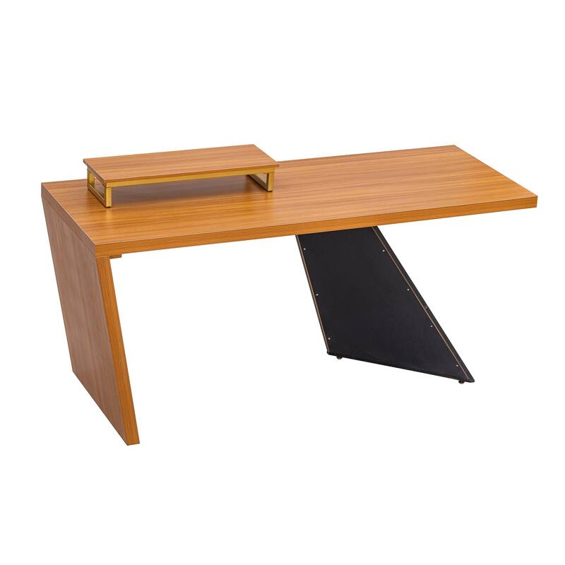 63"Modern Executive Desk ,Rustic Industrial Wooden Writing Desk,Study Desk with Monitor Stand,Rectangular Computer Desk