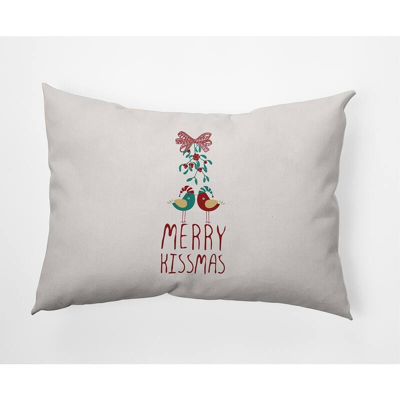 Merry Kissmas Christmas Soft Spun Polyester Decorative Throw Pillow - Specialty - Merry Red