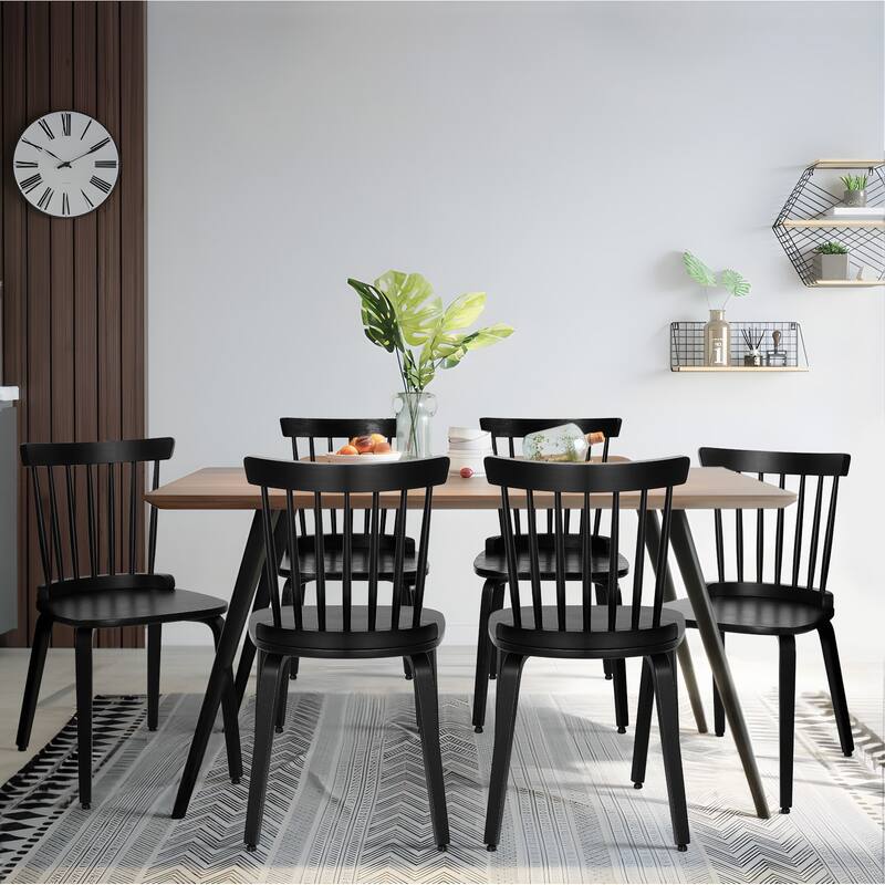 Solid Wood Slat Back Windsor Dining Chairs, Set of 2/4