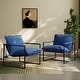 preview thumbnail 2 of 47, Modern Metal Frame Upholstered Sling Accent Armchair Set of 2 Blue