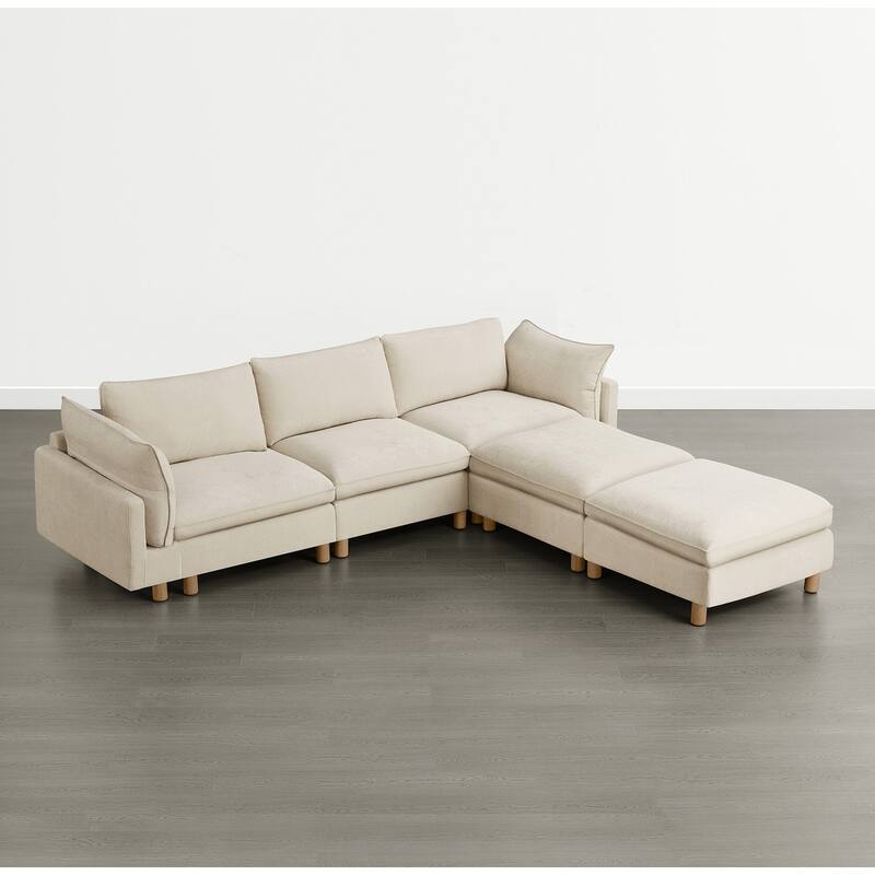Spruce & Spring Modular Cloud Couch Sofa with Wood Legs for Living Room