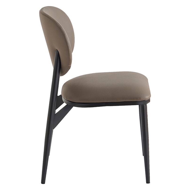 Modern Faux Leather and Metal Dining Chair, Set of 4