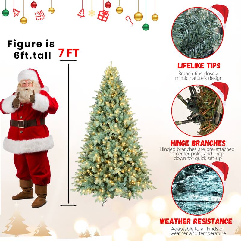 PE&PVC Green Christmas Tree with Lights - N/A