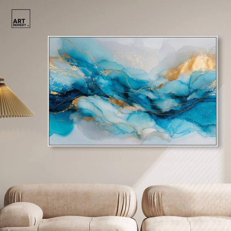 Ethereal Blue and Gold Canvas by Art Remedy