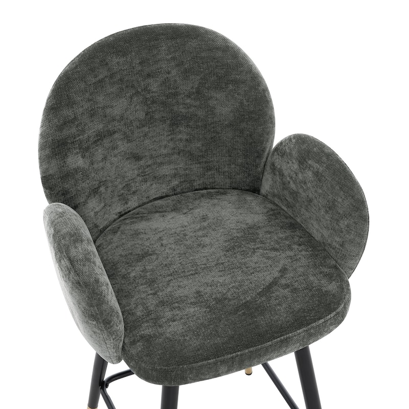 Upholstered Swivel Counter Stools with Arms Set of 2 - 38.6"H * 22.83"W * 22.83"D
