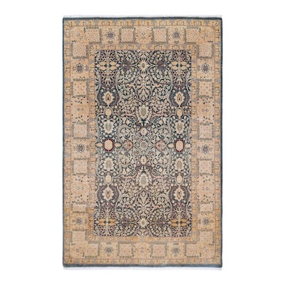 Overton Handknotted Wool Traditional Oriental Gray Area Rug - 4' x 6'