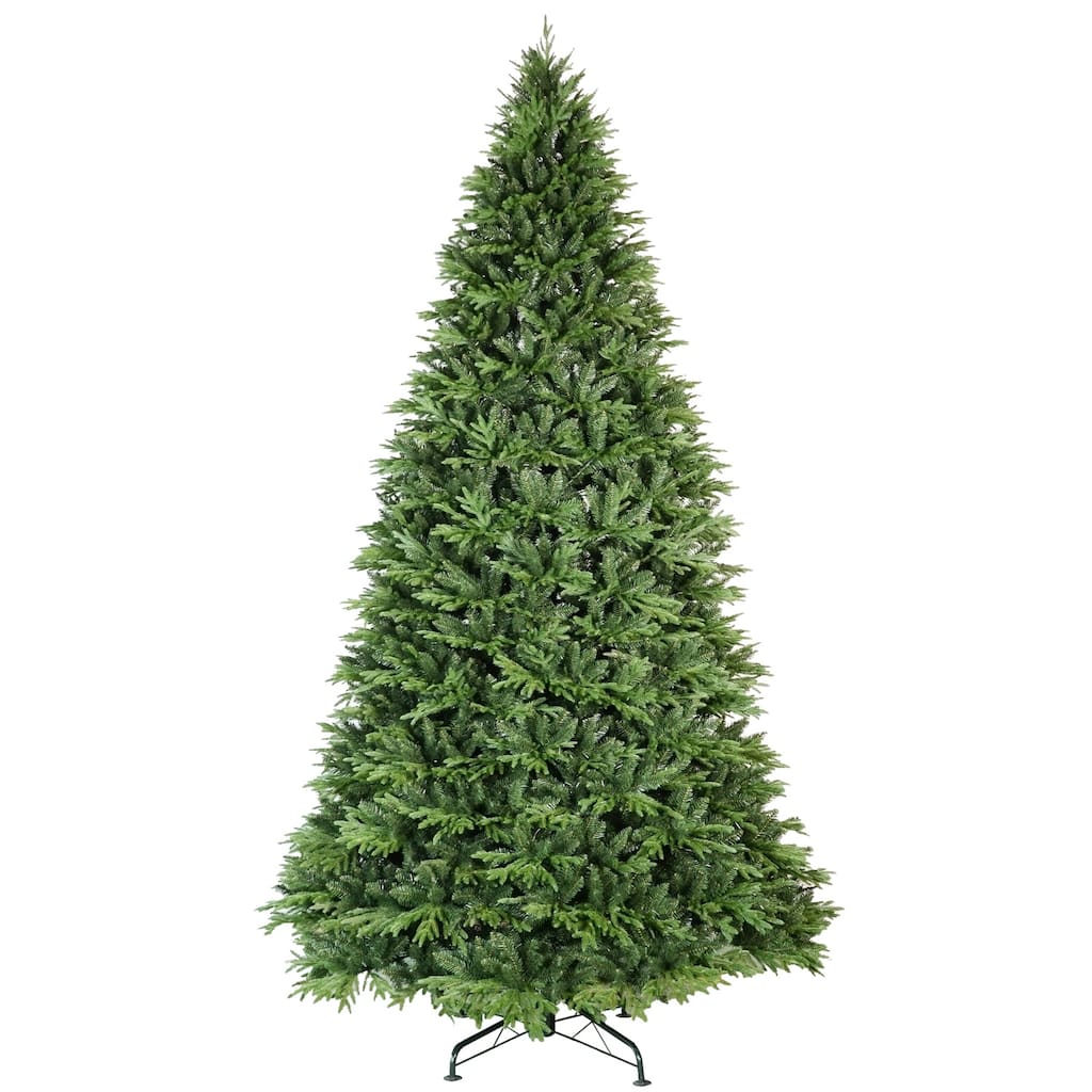 Premium Hinged Artificial Pine Tree - PE+PVC Needles, Easy Fluffing, Metal Stand, Indoor/Outdoor - Green