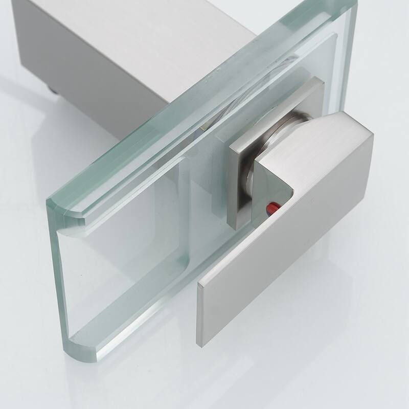 Single Handle Glass LED Waterfall Bathroom Sink Faucet - 7-in H