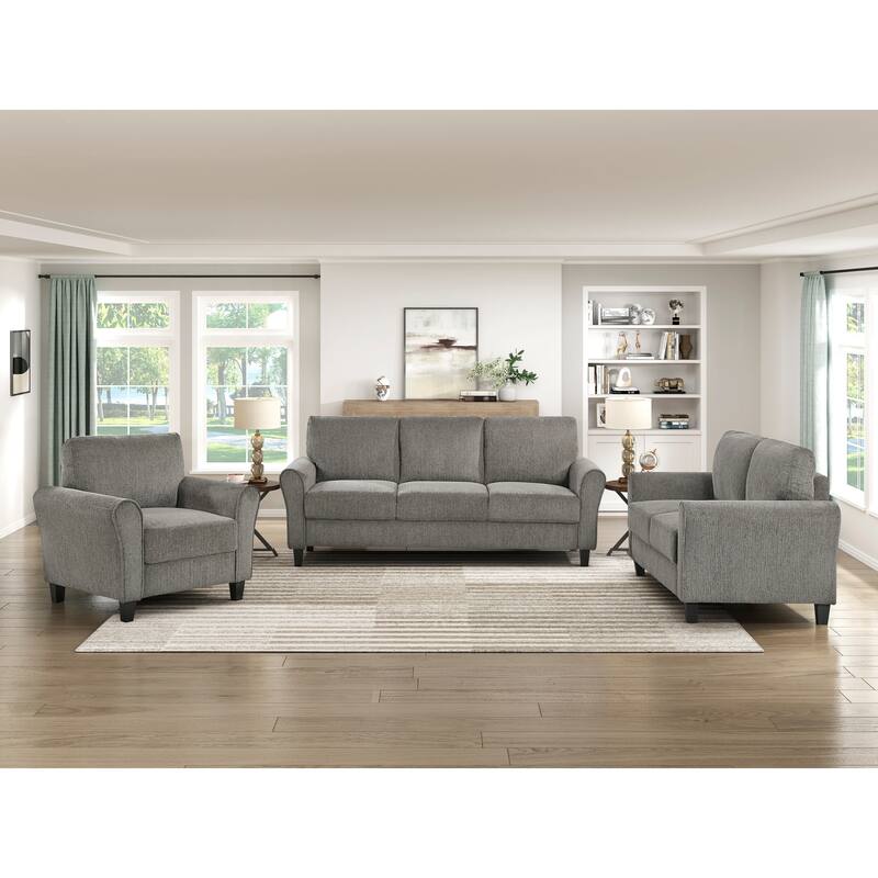 Classic Comfort Brown Gray Sofa with Solid Wood & Plywood Frame
