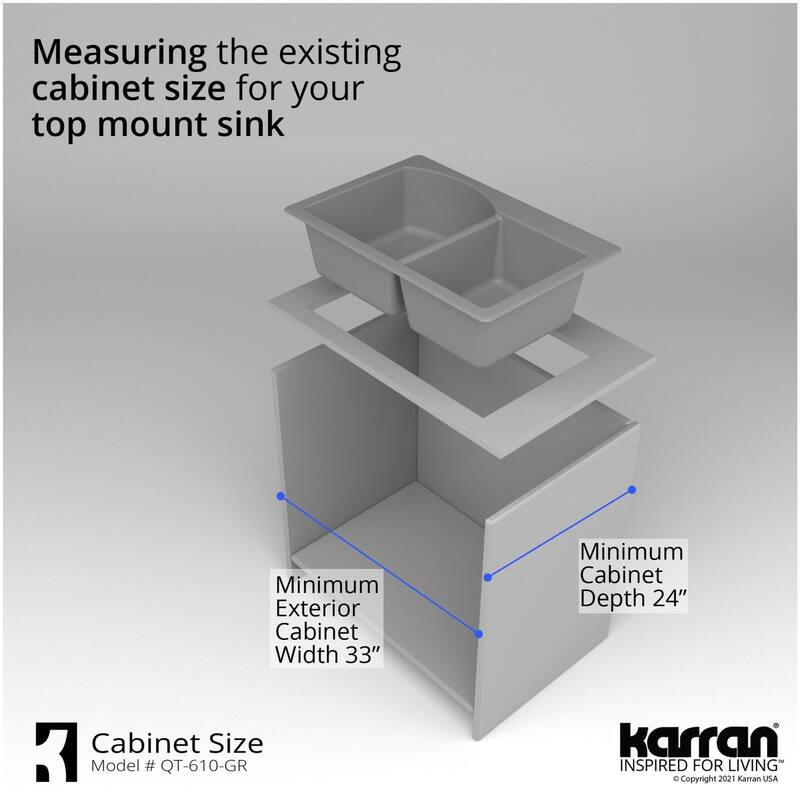 Karran USA QT-610 Quartz QT 33" Drop In Double Basin Quartz Composite