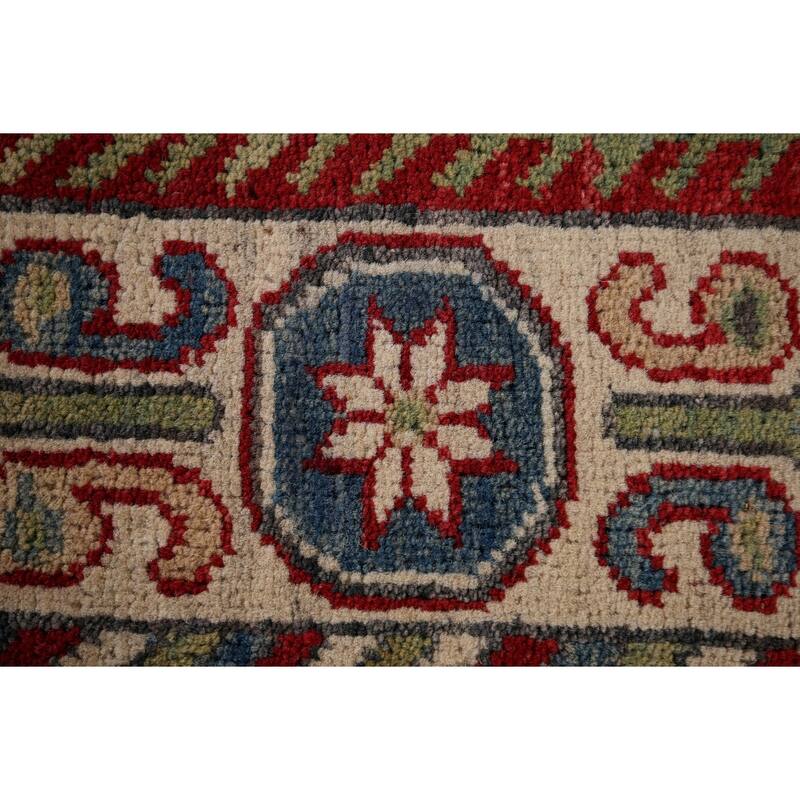 Light Blue Kazak Oriental Runner Rug Handmade Wool Carpet - 3'0" x 16'5"