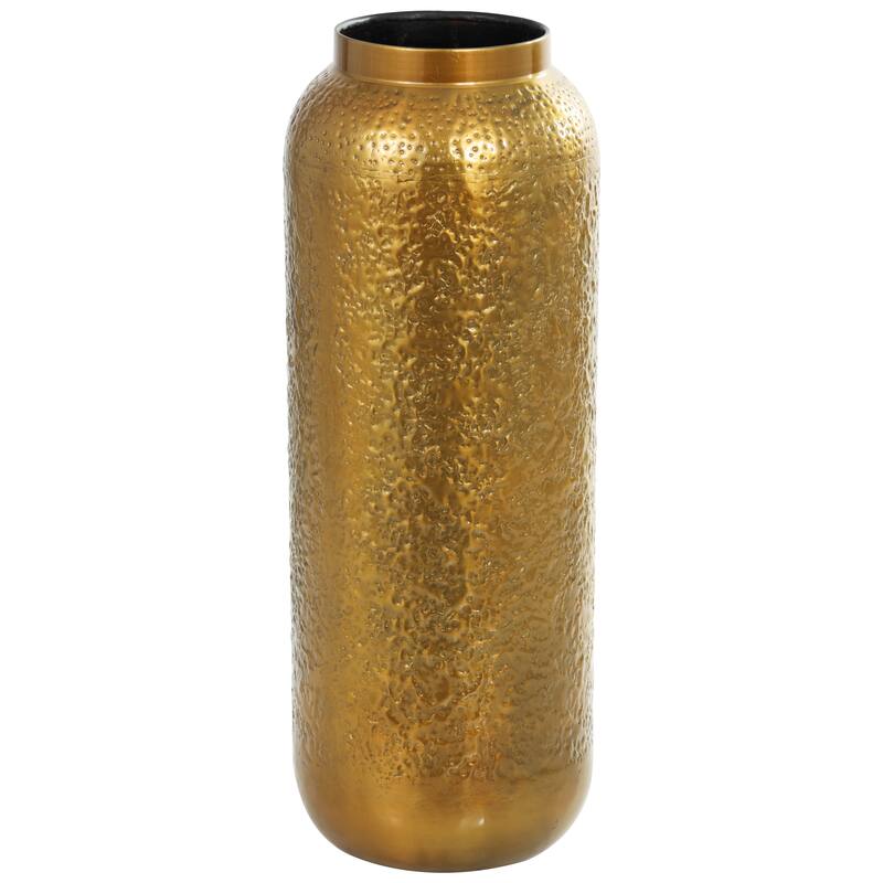 Gold Metal Textured Hammered Vase