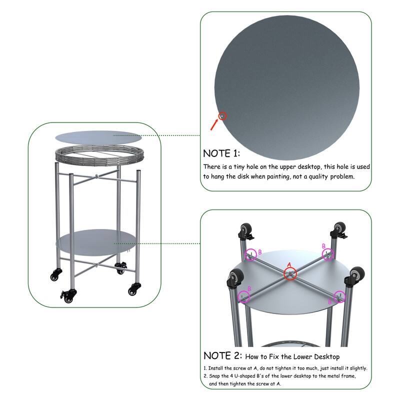 Silver Gray Rolling Coffee Table - 2-Tier Mobile Side Table with Wheels for Living Room, Bedroom & Small Spaces