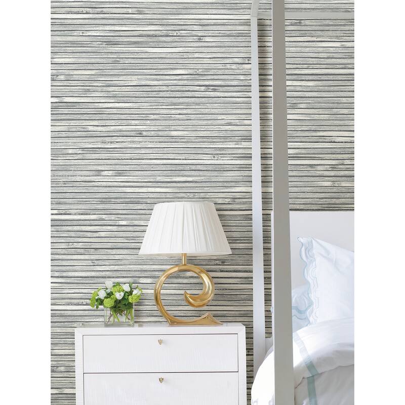 A-Street Prints Bellport Dark Grey Wooden Slat Wallpaper