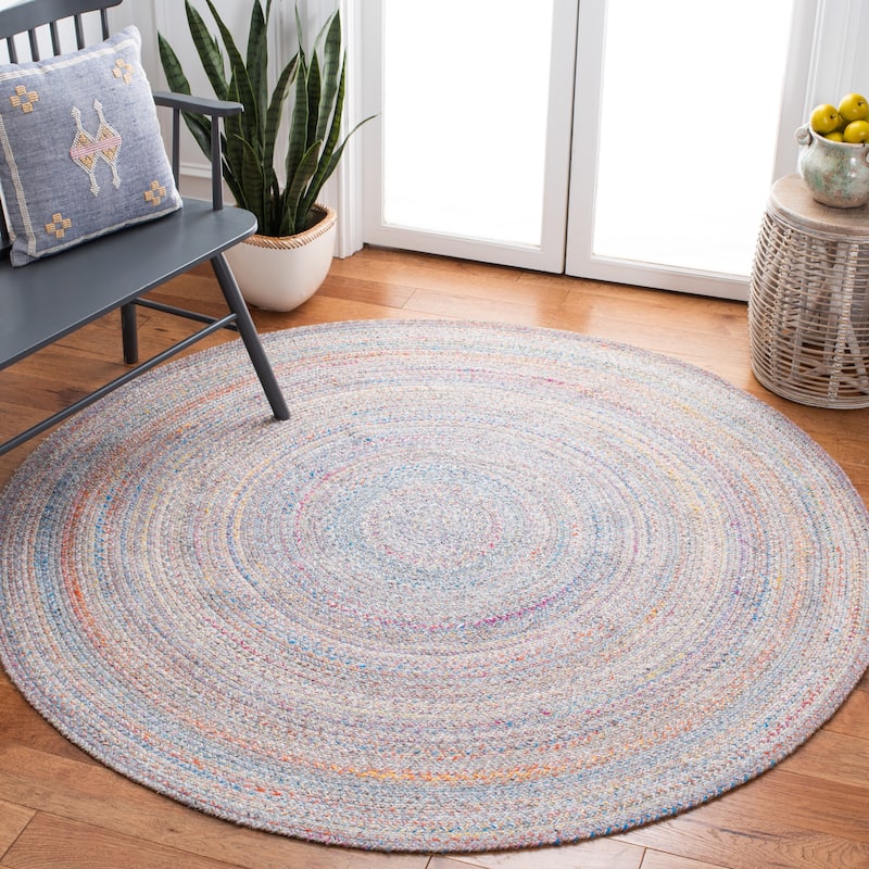 SAFAVIEH Braided Bjarnrin Flatweave Rug - 6' Round - Yellow/Grey
