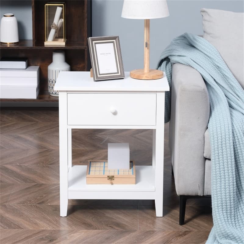 MDF Coffee Table with Drawer and Bottom Shelf - 19.75'' W x 13.75'' D x 23.5'' H